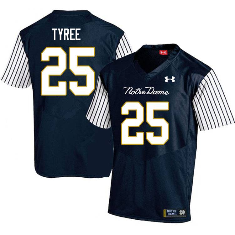 Men's NCAA Notre Dame Fighting Irish #25 Chris Tyree Stitched College Under Armour Authentic Navy Alternate Football Jersey OQ10H18IX